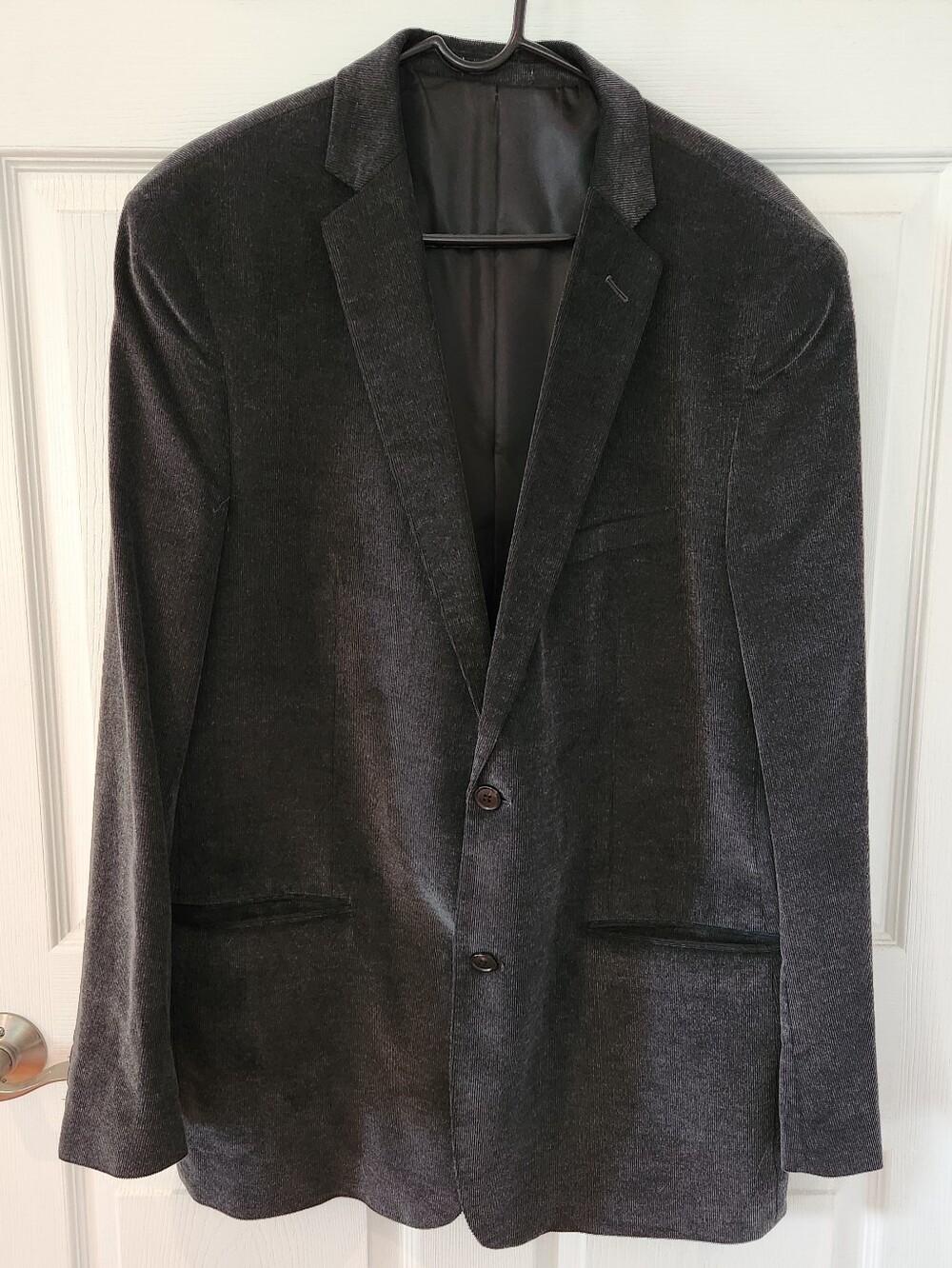 Men's Architect Charcoal Gray Velvet Blazer - Classic Two-Button Jacket